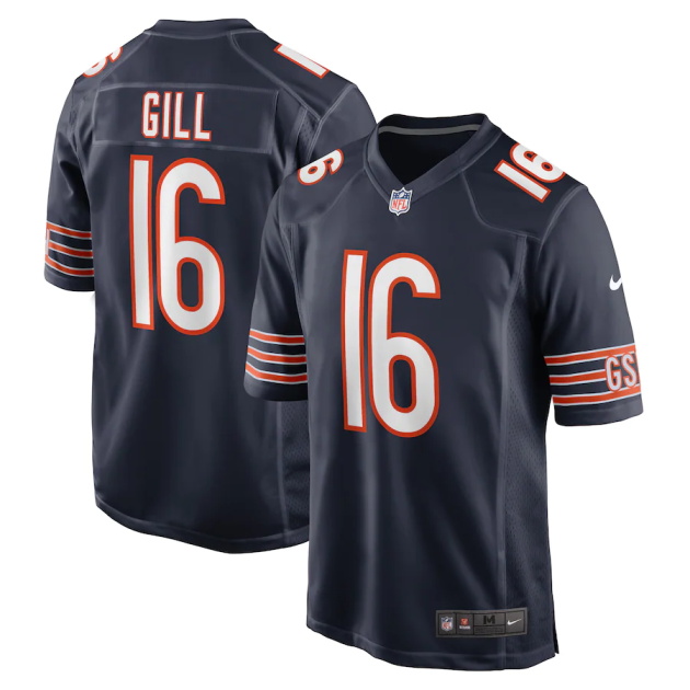 mens nike trenton gill navy chicago bears game player jersey